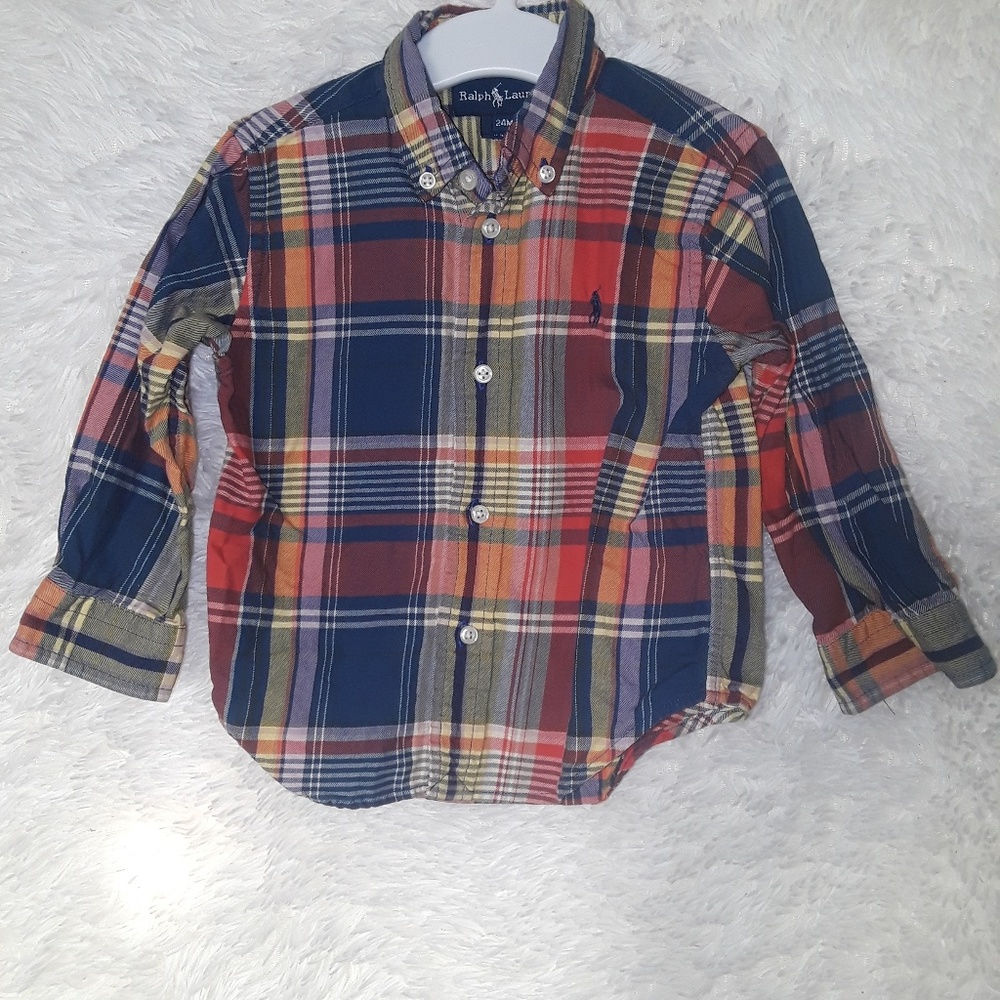 Baby Boy Ralph Lauren Polo Shirt plaid size 24 Mon